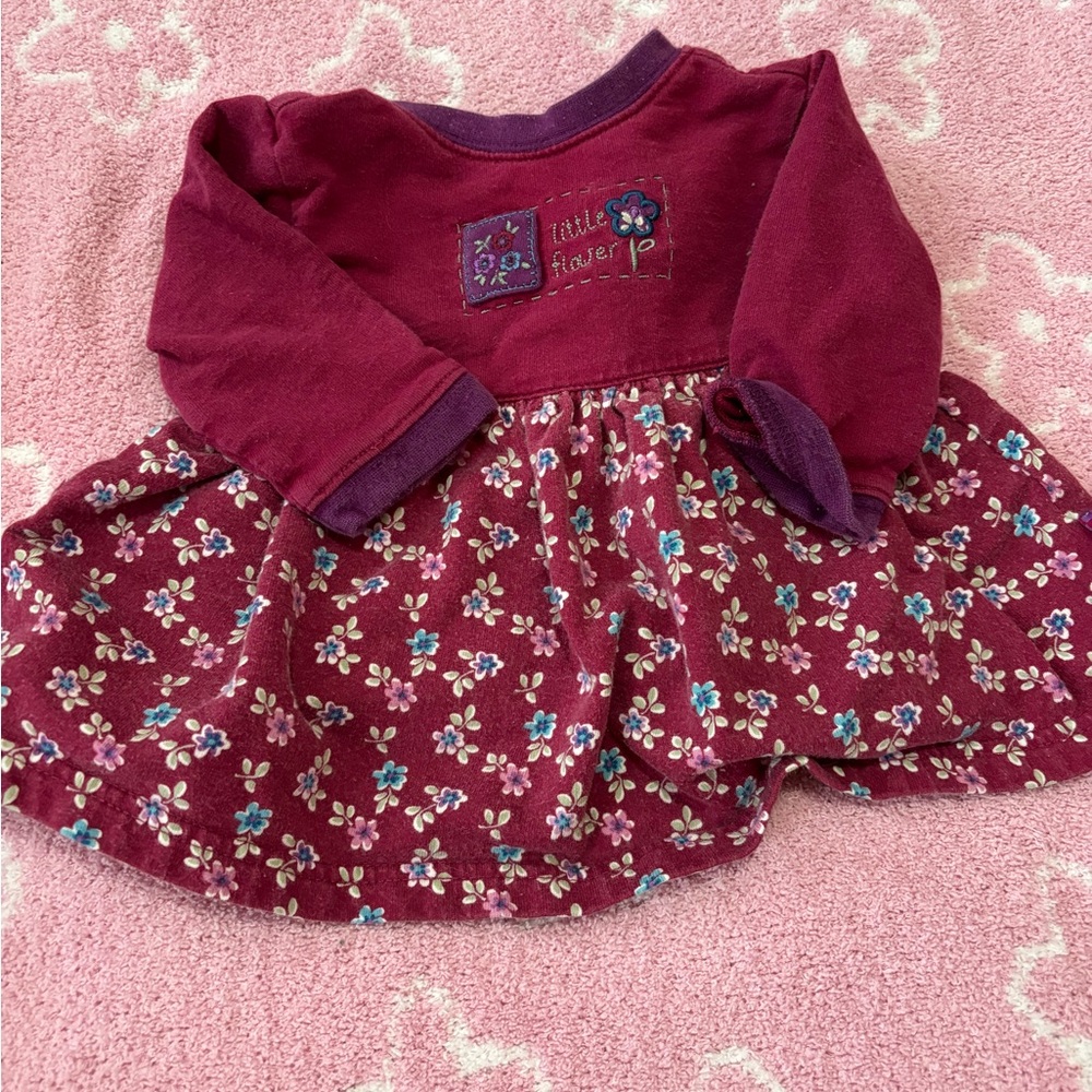 Floral Baby Dress in Burgundy and Purple